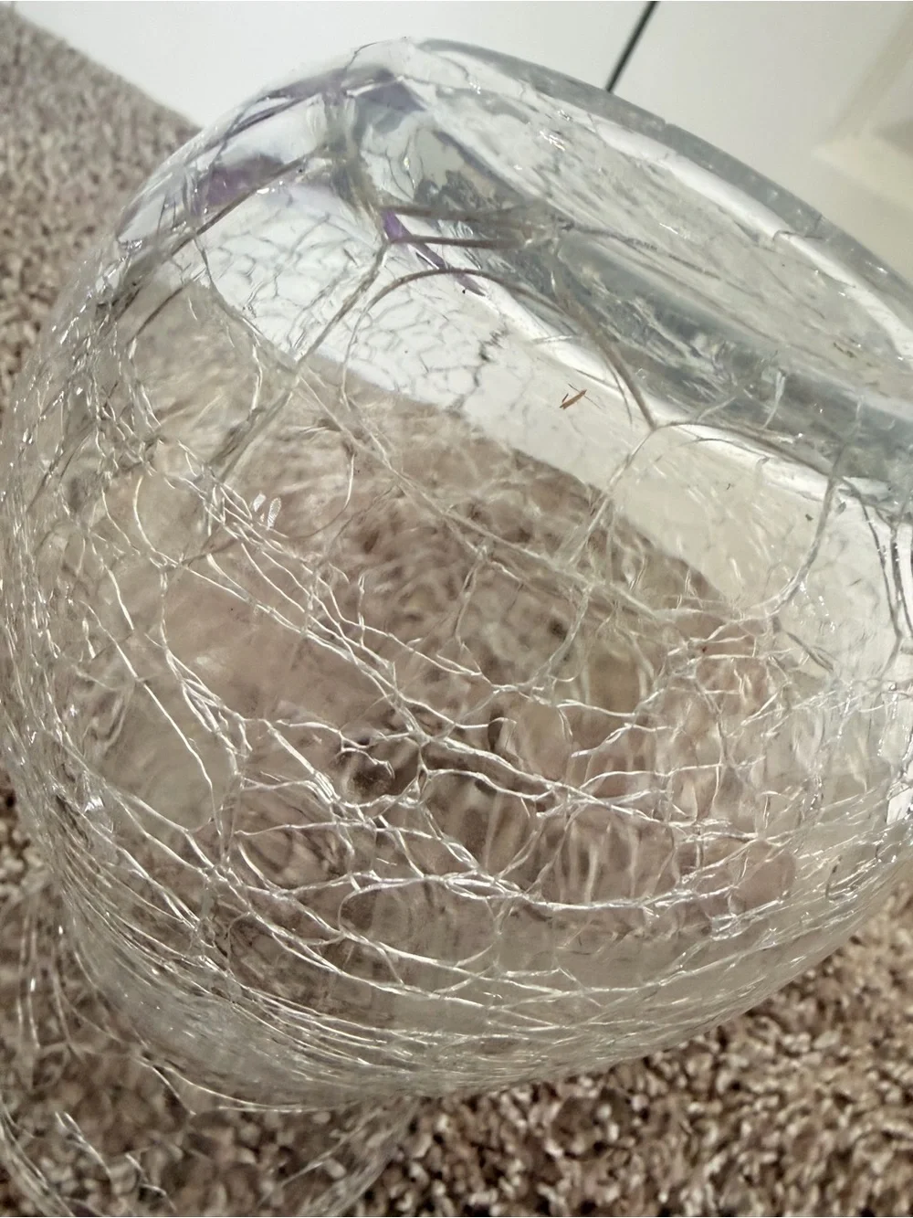 Clear Crackle Glass Decorative Vase - Elegant Home Accent
